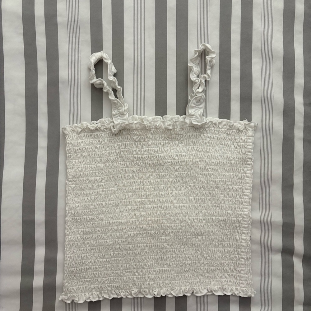 White Smocked Tank Top